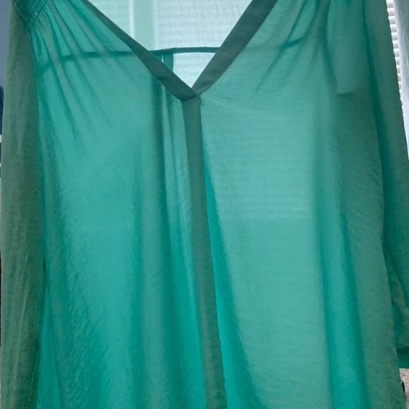 Women's Teal 3/4 Sleeve Dress Top - Picture 6 of 7